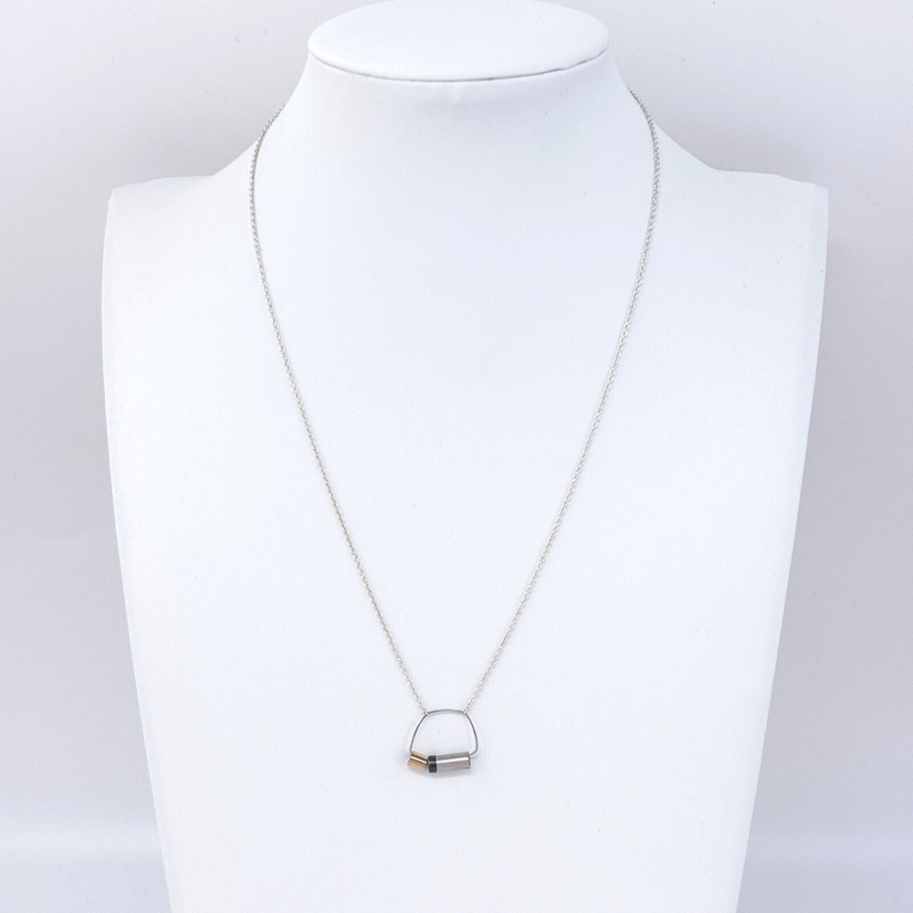 Estate Sterling Silver 925 Mixed Metal Pendant Necklace | 16"